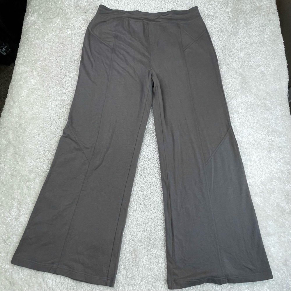 Soft Surroundings Pants Size L Gray Wide Leg Soft Flowy Lyocell Cotton Pull On